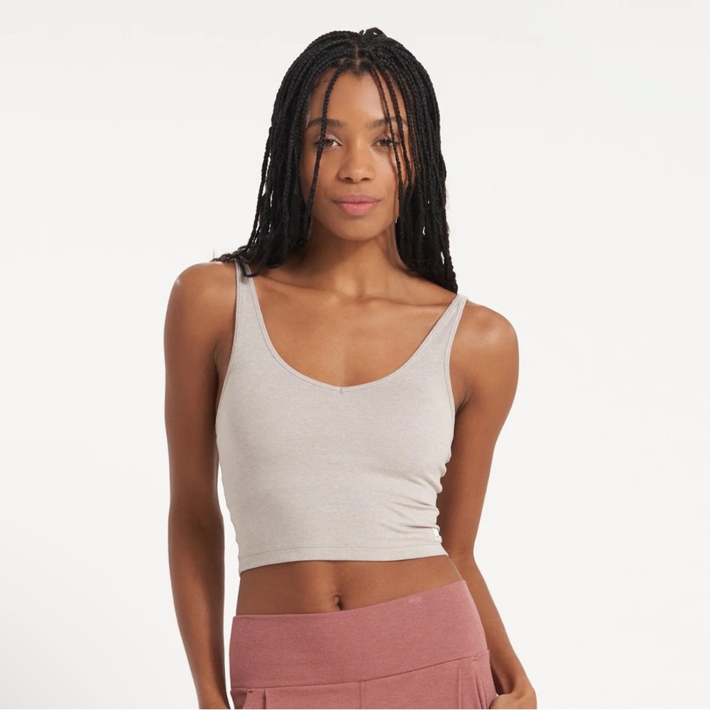 Vuori Halo Performance Crop Oyster Heather Size M
